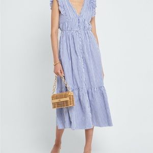o.p.t. Stella Midi Dress in Blue and White Stripe